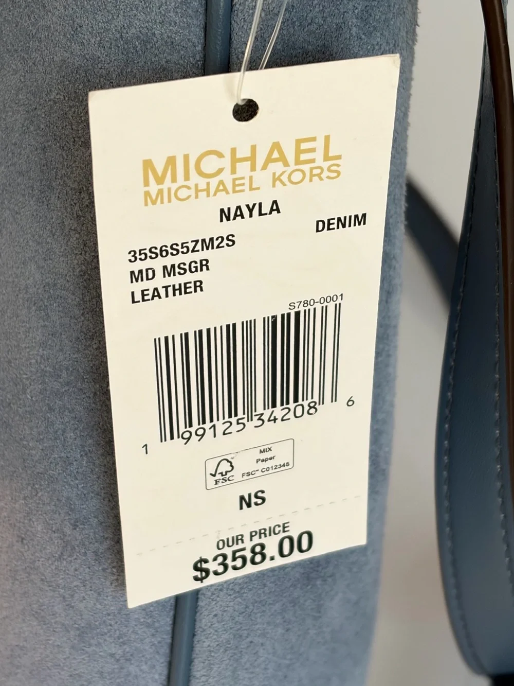 Michael Kors Blue Denim Suede Shoulder Bag with Matching Wallet Set